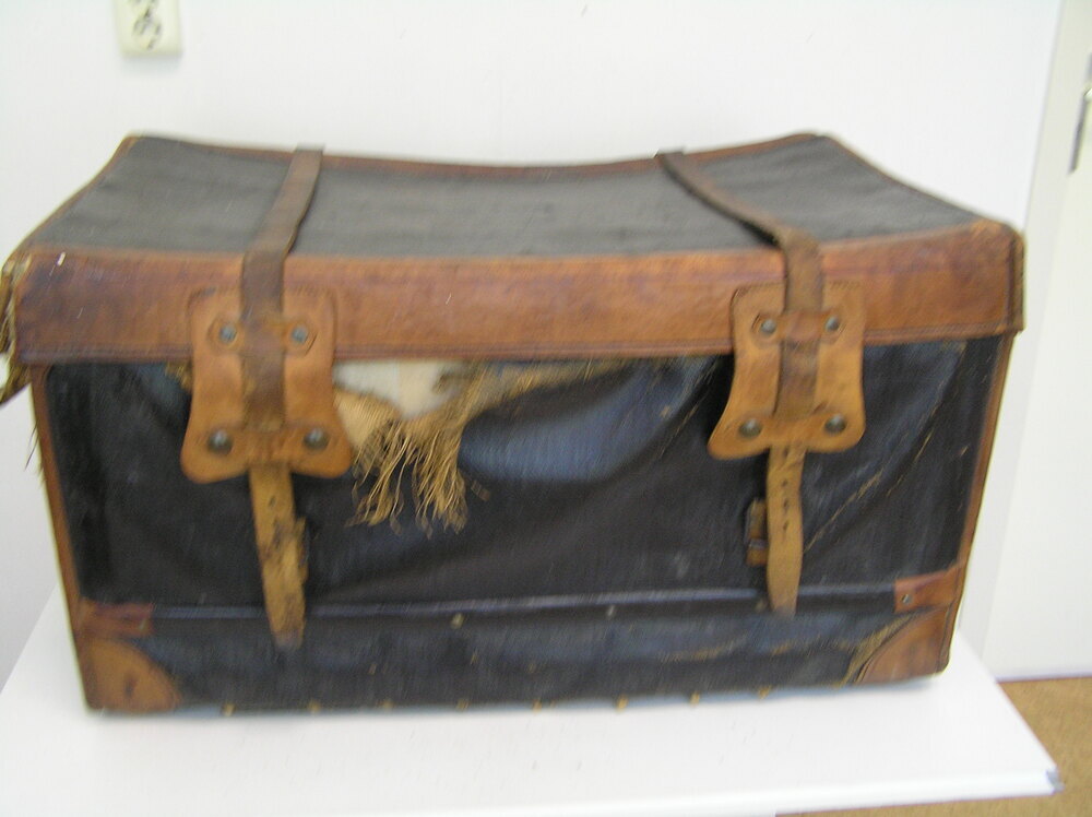 koffer, rieten reiskoffer